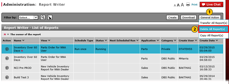 Report Writer page with d